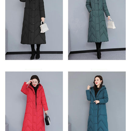 Women's Winter Thickened Hooded Down Jacket Long Warm Puffer Coat