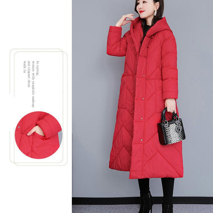 Women's Winter Thickened Hooded Down Jacket Long Warm Puffer Coat