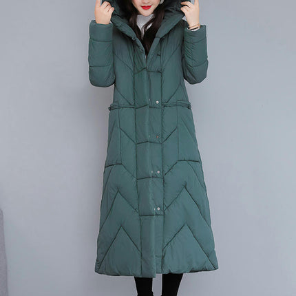 Women's Winter Thickened Hooded Down Jacket Long Warm Puffer Coat