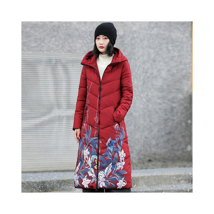 Women's Winter Thickened Puffer Coat Hooded Warm Long Winter Coats