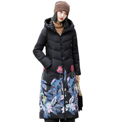 Women's Winter Thickened Puffer Coat Hooded Warm Long Winter Coats