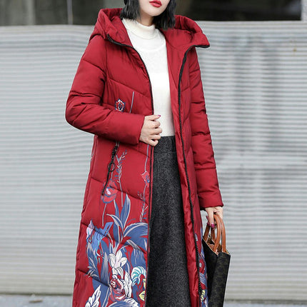 Women's Winter Thickened Puffer Coat Hooded Warm Long Winter Coats