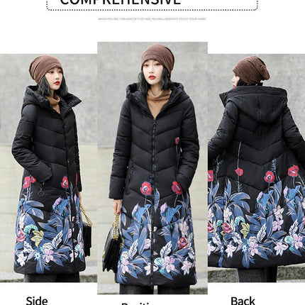 Women's Winter Thickened Puffer Coat Hooded Warm Long Winter Coats