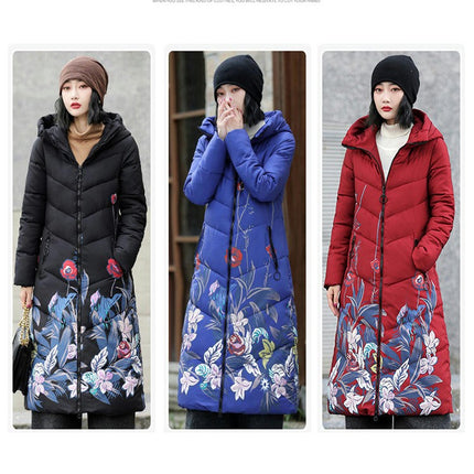 Women's Winter Thickened Puffer Coat Hooded Warm Long Winter Coats