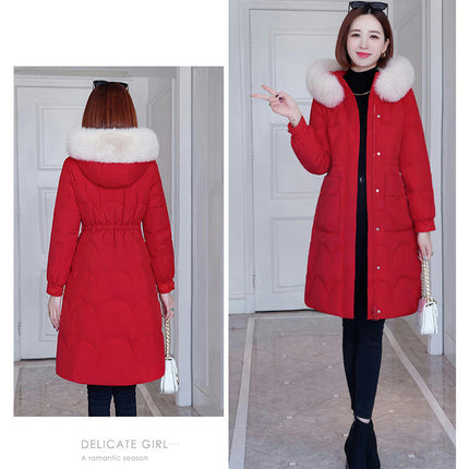 Women's Winter Thicken Coat Warm Long Puffer Jacket with Faux Fur Hood