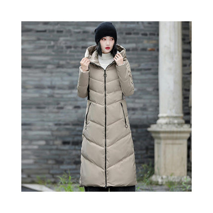 Women's Long Puffer Jacket Winter Thicken Down Coat Hooded Quilted Outwear