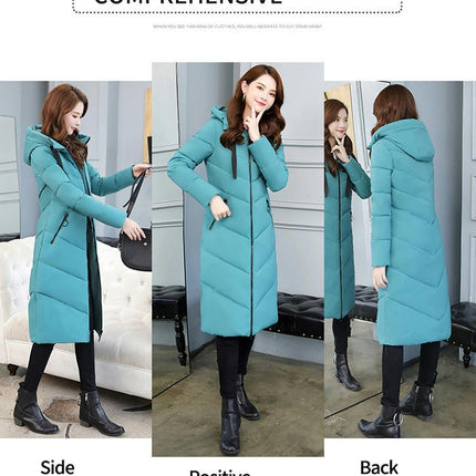 Women's Long Puffer Jacket Winter Thicken Down Coat Hooded Quilted Outwear