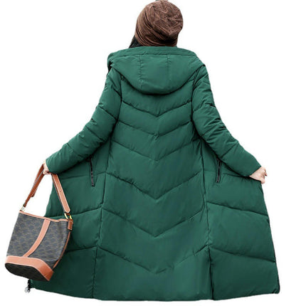 Women's Long Puffer Jacket Winter Thicken Down Coat Hooded Quilted Outwear