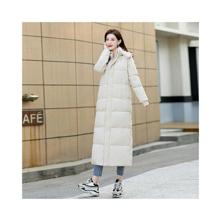 Womens Long Puffer Coat Winter Hooded Down Jacket Padded Outerwear