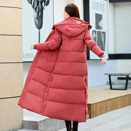 Womens Long Puffer Coat Winter Hooded Down Jacket Padded Outerwear