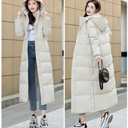 Womens Long Puffer Coat Winter Hooded Down Jacket Padded Outerwear