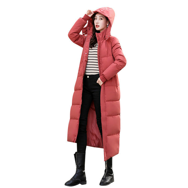 Womens Long Puffer Coat Winter Hooded Down Jacket Padded Outerwear