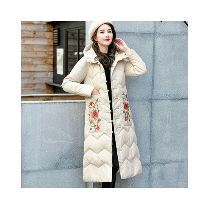 Women's Quilted Winter Long Down Coat Warm Puffer Jacket Outerwear