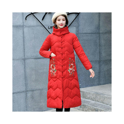 Women's Quilted Winter Long Down Coat Warm Puffer Jacket Outerwear