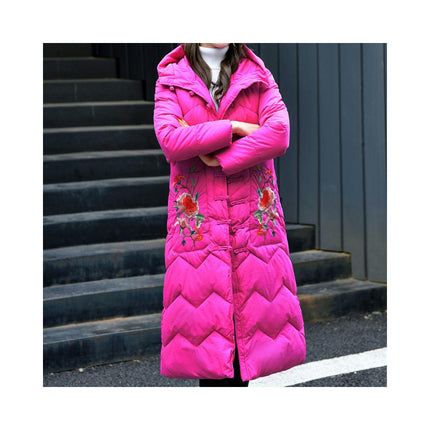 Women's Quilted Winter Long Down Coat Warm Puffer Jacket Outerwear