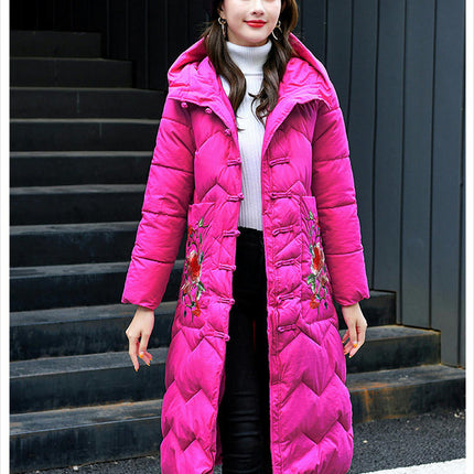 Women's Quilted Winter Long Down Coat Warm Puffer Jacket Outerwear