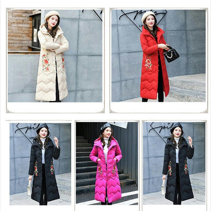 Women's Quilted Winter Long Down Coat Warm Puffer Jacket Outerwear