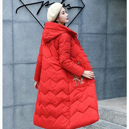 Women's Quilted Winter Long Down Coat Warm Puffer Jacket Outerwear