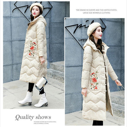 Women's Quilted Winter Long Down Coat Warm Puffer Jacket Outerwear