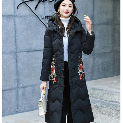 Women's Quilted Winter Long Down Coat Warm Puffer Jacket Outerwear