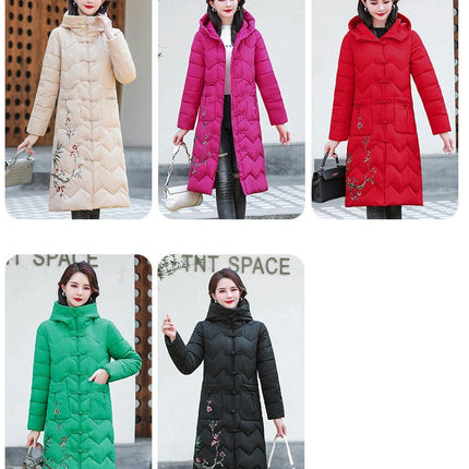 Women Hooded Long Puffer Jacket Coat Winter Thickened Down Outerwear