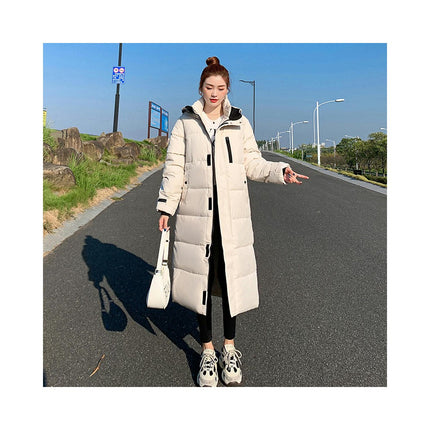 Women's Thickened Long Down Coat Winter Hooded Puffer Jacket Outwear