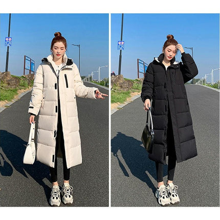 Women's Thickened Long Down Coat Winter Hooded Puffer Jacket Outwear