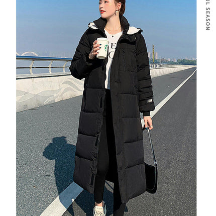 Women's Thickened Long Down Coat Winter Hooded Puffer Jacket Outwear