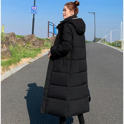 Women's Thickened Long Down Coat Winter Hooded Puffer Jacket Outwear