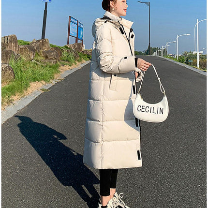 Women's Thickened Long Down Coat Winter Hooded Puffer Jacket Outwear