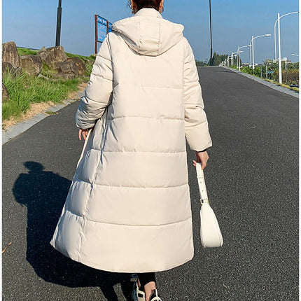 Women's Thickened Long Down Coat Winter Hooded Puffer Jacket Outwear