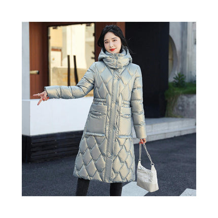 Women's Puffer Jacket Outwear Quilted Hooded Long Down Coat