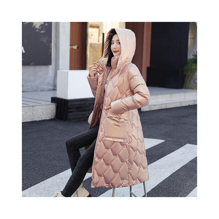 Women's Puffer Jacket Outwear Quilted Hooded Long Down Coat