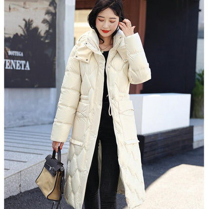 Women's Puffer Jacket Outwear Quilted Hooded Long Down Coat