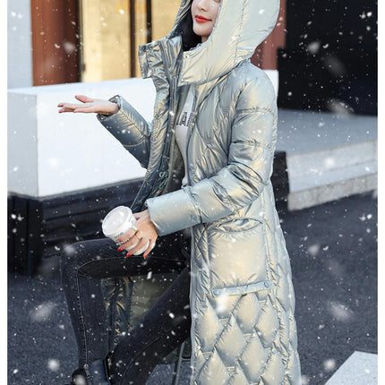 Women's Puffer Jacket Outwear Quilted Hooded Long Down Coat