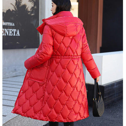 Women's Puffer Jacket Outwear Quilted Hooded Long Down Coat