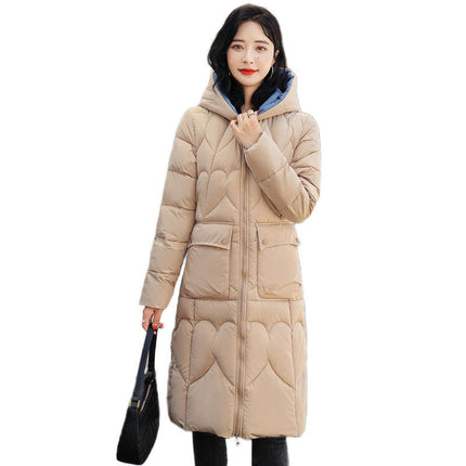 Long Puffer Jacket for Women Trendy Warm Down Coat with Hood