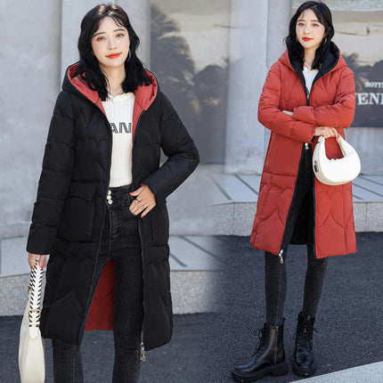 Long Puffer Jacket for Women Trendy Warm Down Coat with Hood