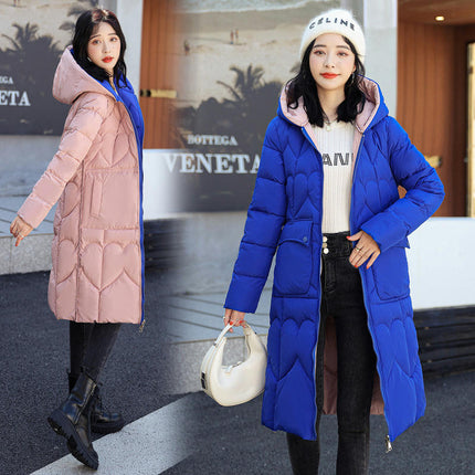 Long Puffer Jacket for Women Trendy Warm Down Coat with Hood