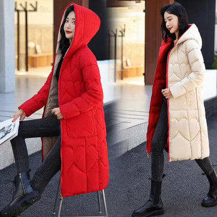 Long Puffer Jacket for Women Trendy Warm Down Coat with Hood