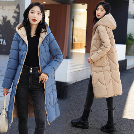 Long Puffer Jacket for Women Trendy Warm Down Coat with Hood