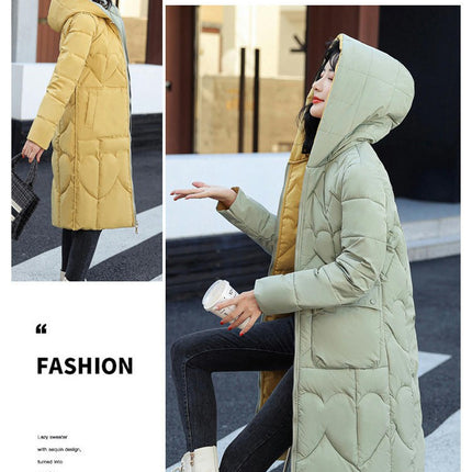 Long Puffer Jacket for Women Trendy Warm Down Coat with Hood