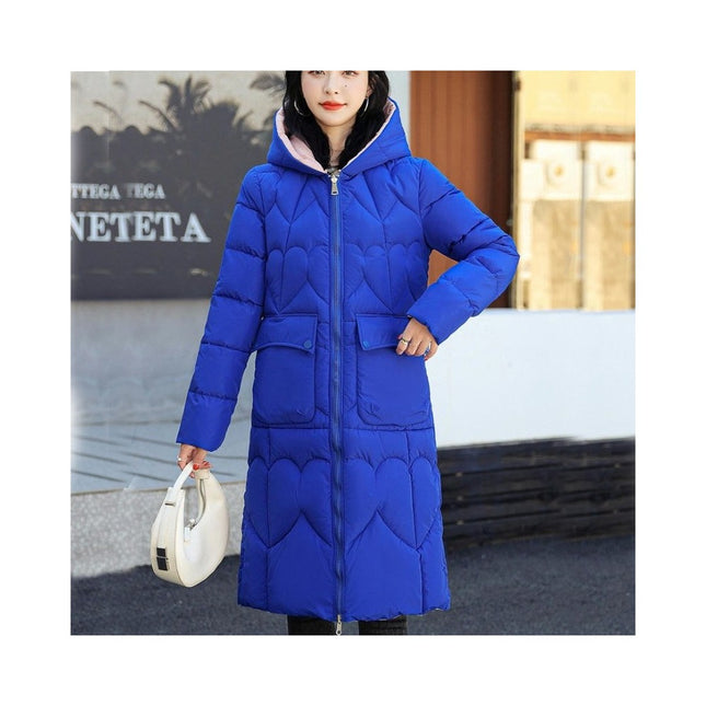 Long Puffer Jacket for Women Trendy Warm Down Coat with Hood