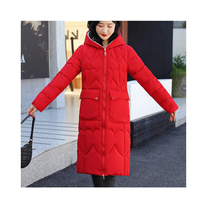 Long Puffer Jacket for Women Trendy Warm Down Coat with Hood