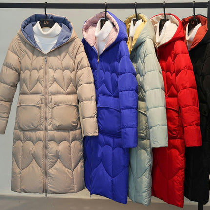 Long Puffer Jacket for Women Trendy Warm Down Coat with Hood