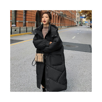 Women's Hooded Puffer Coat Winter Thickened Down Jacket Long Outwear