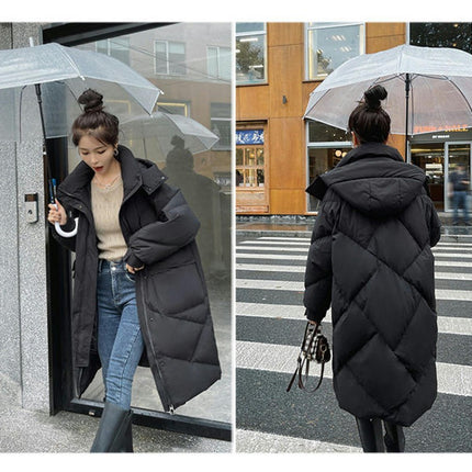 Women's Hooded Puffer Coat Winter Thickened Down Jacket Long Outwear