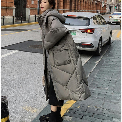 Women's Hooded Puffer Coat Winter Thickened Down Jacket Long Outwear