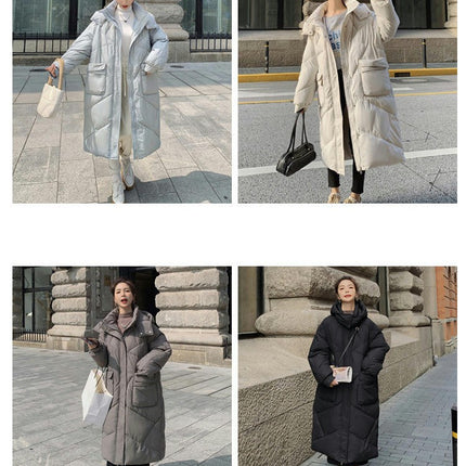 Women's Hooded Puffer Coat Winter Thickened Down Jacket Long Outwear