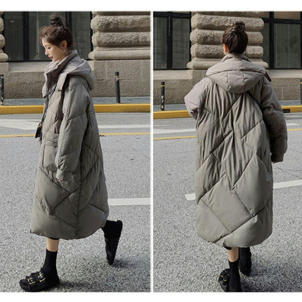 Women's Hooded Puffer Coat Winter Thickened Down Jacket Long Outwear